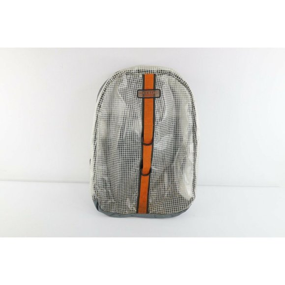 Vintage 90s Eddie Bauer Spell Out Mesh See Through Backpack Book Bag Carry On